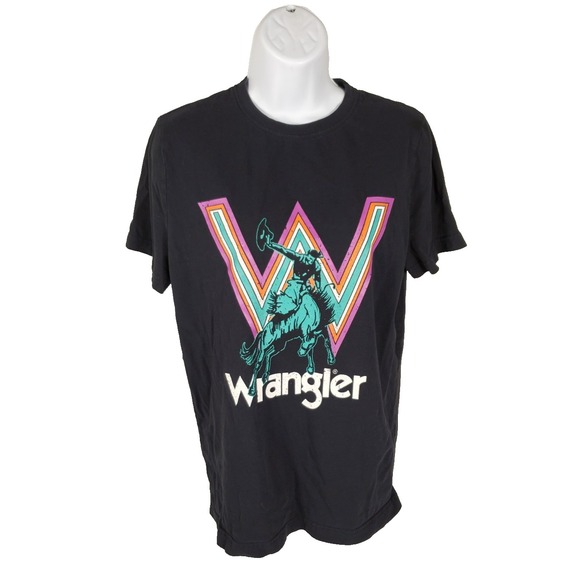 Wrangler Men's Small Graphic Rodeo Black T-Shirt Short Sleeves 100% Cotton - Picture 1 of 7